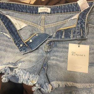 Hi waste light blue shorts